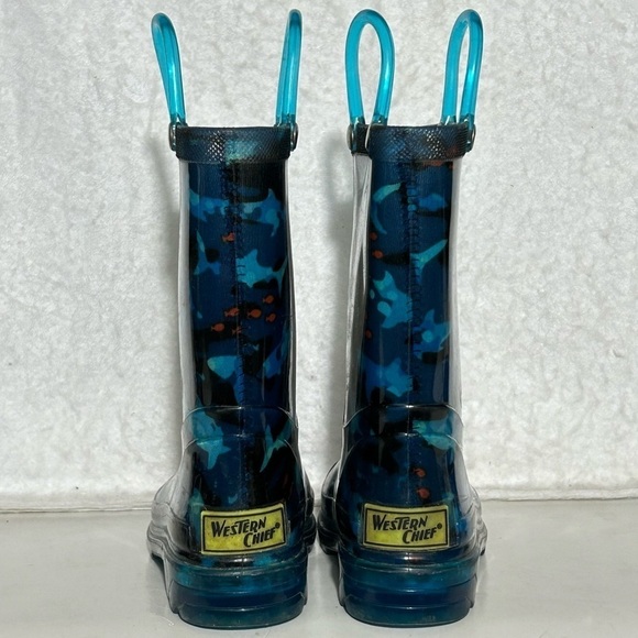 Western Chief Little Kids Camo Shark Waterproof w/Lights Rain Boots SZ US 9 - Picture 4 of 11